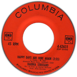 Happy Days Are Here Again/ When The Sun Comes Out