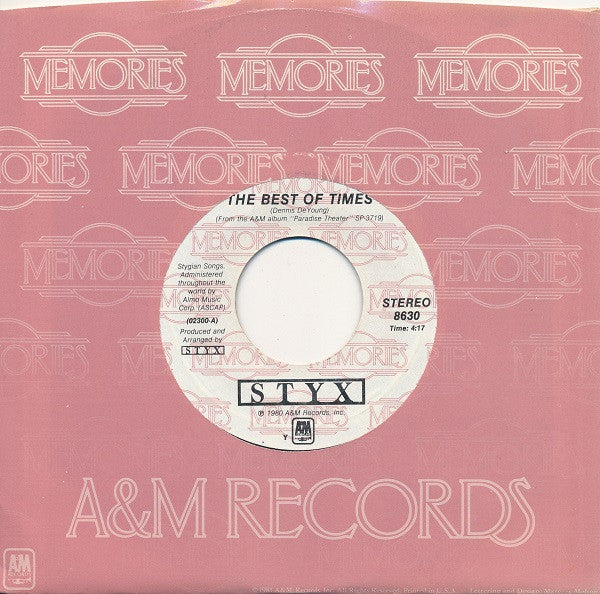 Too Much Time On My Hands / The Best Of Times