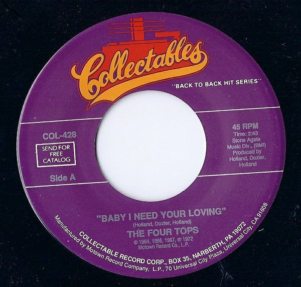 Baby I Need Your Loving / Without The One You Love (Life's Not Worthwhile)