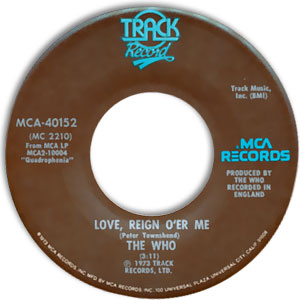 Love, Reign O'er Me/ Water