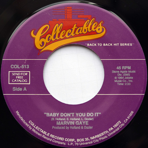  Marvin Gaye -- Baby Don't You Do It, 1964 (M) 45 rpm record, $10.00 - Click for bigger image and more info 