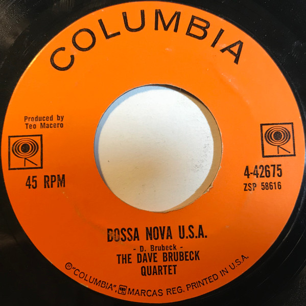  Dave Brubeck Quartet -- Camptown Races/ Bossa Nova U.S.A., 1963 (M-) 45 rpm record, $12.00 - Click for bigger image and more info 