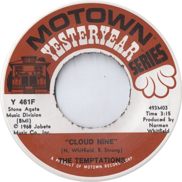  Temptations -- Cloud Nine, 1968 (M) 45 rpm record with factory sleeve, $8.00 - Click for bigger image and more info 