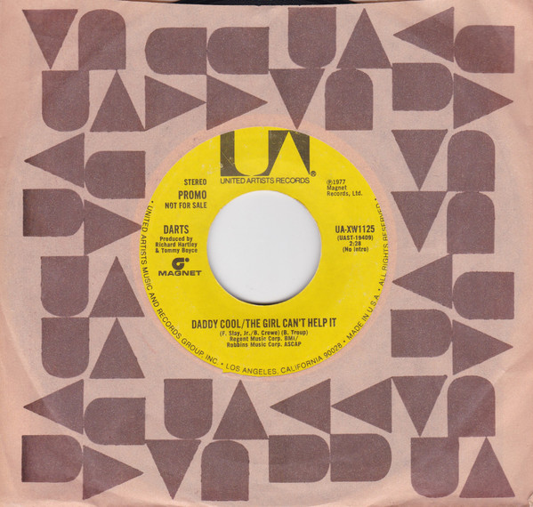  Darts -- Daddy Cool-The Girl Can't Help It, 1977 (M-) 45 rpm record with factory sleeve, $12.00 - Click for bigger image and more info 