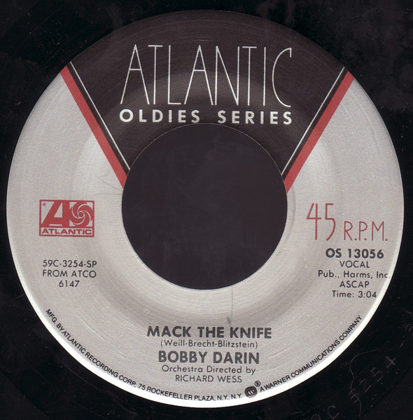  Bobby Darin -- Mack The Knife, 1959 (M-) 45 rpm record with factory sleeve, $10.00 - Click for bigger image and more info 