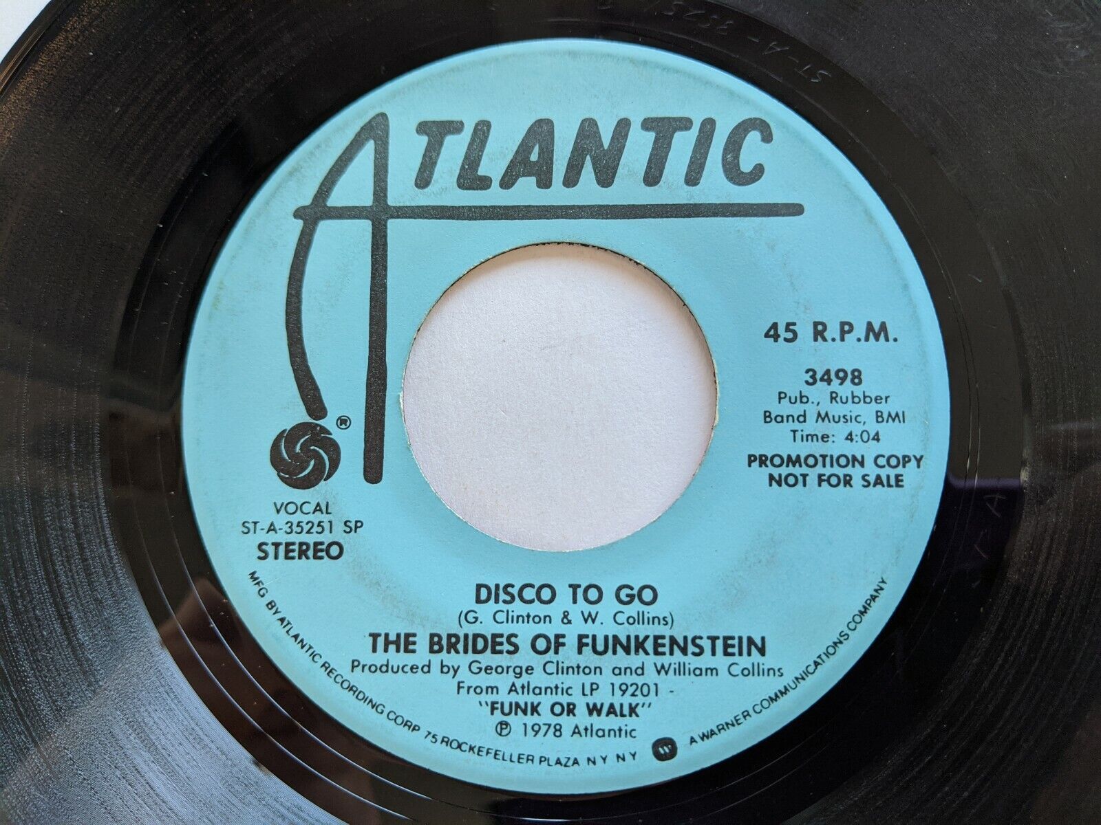 Brides of Funkenstein -- Disco To Go/ When You're Gone, 1978 (M-) 45 rpm record with factory sleeve, $9.00 - Click for bigger image and more info 