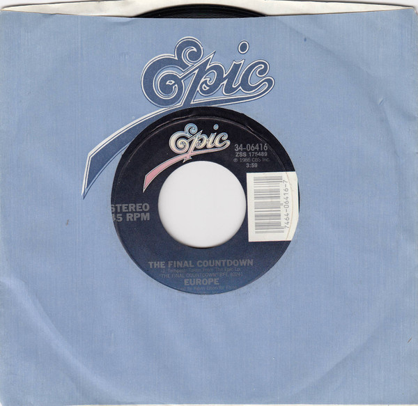  Europe -- The Final Countdown/ On Broken Wings, 1987 (M) 45 rpm record with factory sleeve, $10.00 - Click for bigger image and more info 