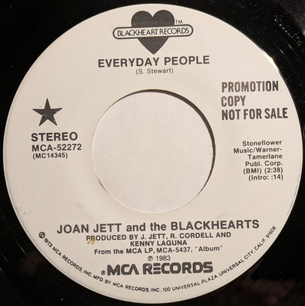  Joan Jett and the Blackhearts -- Everyday People, 1983 (M-) 45 rpm record, $7.00 - Click for bigger image and more info 