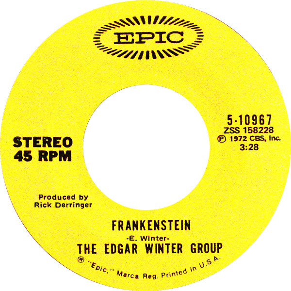  The Edgar Winter Group -- Frankenstein/ Undercover Man, 1973 (M-) 45 rpm record with factory sleeve, $10.00 - Click for bigger image and more info 