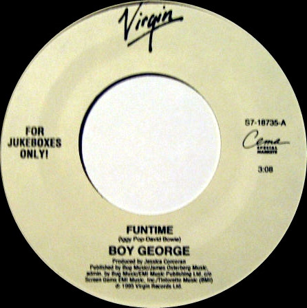  Boy George -- Funtime/ Same Thing In Reverse, 1995 (M) 45 rpm record, $6.00 - Click for bigger image and more info 