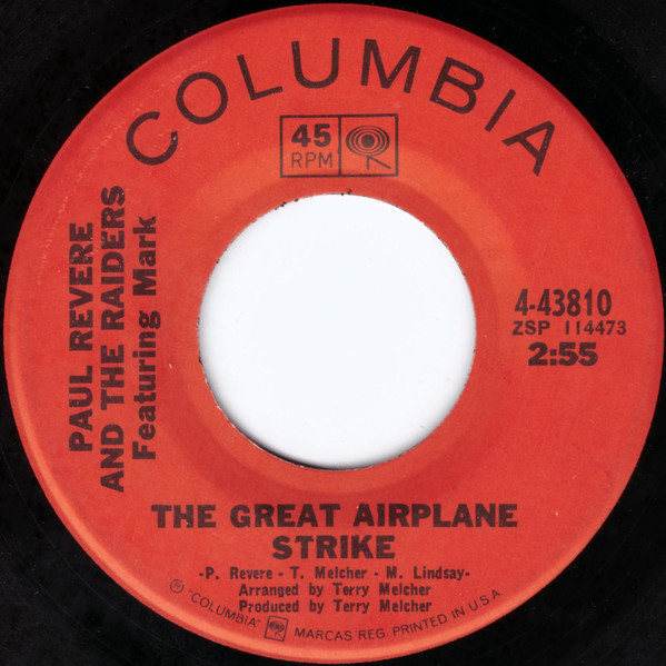  Paul Revere & the Raiders -- The Great Airplane Strike/ In My Community, 1966 (M-) 45 rpm record with factory sleeve, $18.00 - Click for bigger image and more info 