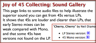 The Joy of 45 Record Collecting: Sound Gallery Comparing 45s With LPs