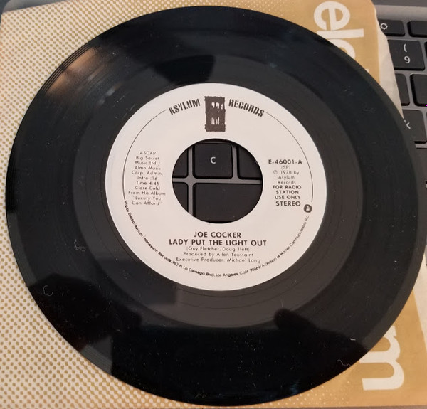  Joe Cocker -- Lady Put The Light Out, 1978 (M-) 45 rpm record with factory sleeve, $8.00 - Click for bigger image and more info 