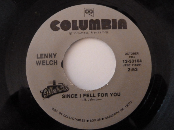  Lenny Welch -- Since I Fell For You/ A Taste of Honey, 1963 (M) 45 rpm record, $6.00 - Click for bigger image and more info 