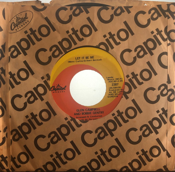  Glen Campbell & Bobbie Gentry -- Let It Be Me/ Little Green Apples, 1969 (M-) 45 rpm record with factory sleeve, $10.00 - Click for bigger image and more info 