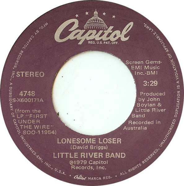  Little River Band -- Lonesome Loser/ Shut Down Turn Off, 1979 (M-) 45 rpm record, $6.00 - Click for bigger image and more info 
