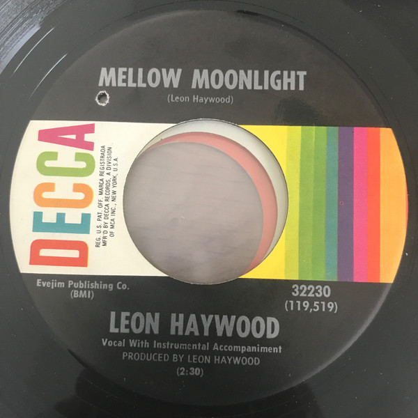 Leon Haywood -- Mellow Moonlight/ Tennessee Waltz, 1968 (M-) 45 rpm record, $12.00 - Click for bigger image and more info 