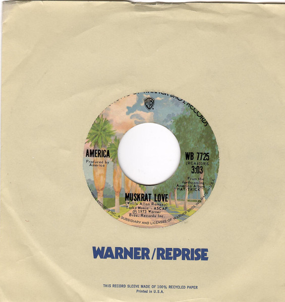  America -- Muskrat Love/ Cornwall Blank, 1973 (M-) 45 rpm record, $7.00 - Click for bigger image and more info 