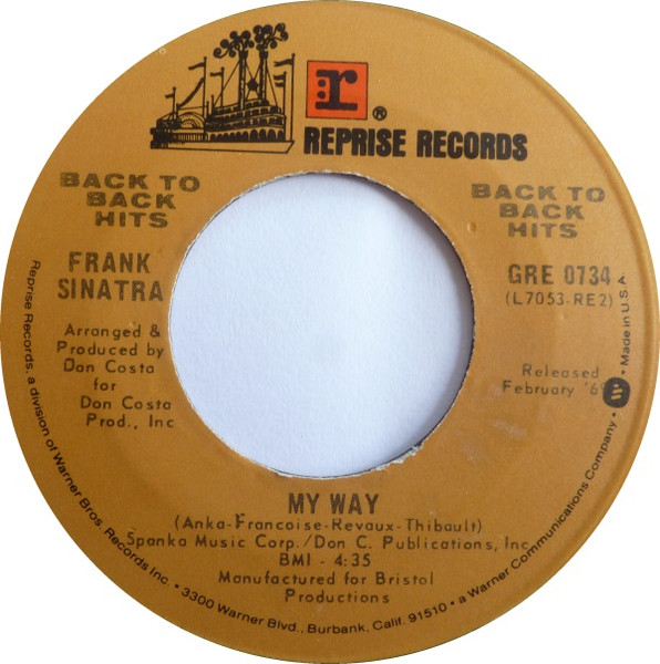  Frank Sinatra -- My Way, 1969 (M) 45 rpm record with factory sleeve, $9.00 - Click for bigger image and more info 