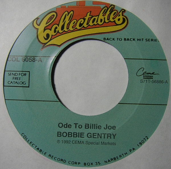  Bobbie Gentry -- Ode To Billie Joe, 1967 (M) 45 rpm record, $8.50 - Click for bigger image and more info 