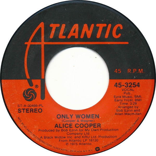  Alice Cooper -- Only Women/ Cold Ethyl, 1975 (M-) 45 rpm record with factory sleeve, $8.00 - Click for bigger image and more info 