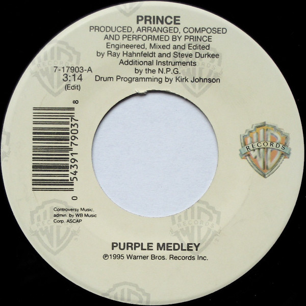  Purple Medley/ Kirk J's B Sides Remix 45 Record 