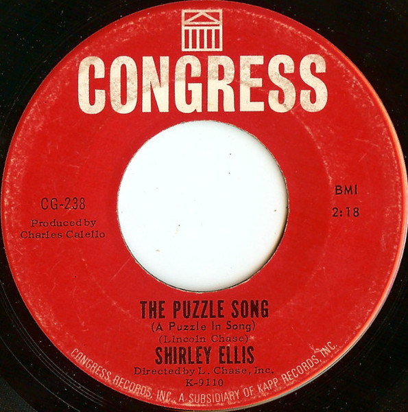  Shirley Ellis -- The Puzzle Song (A Puzzle In Song)/ I See It, I Like It, I Want It, 1965 (M-) 45 rpm record, $15.00 - Click for bigger image and more info 
