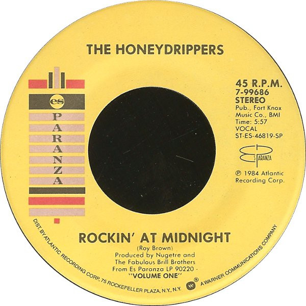  Honeydrippers -- Rockin' At Midnight/ Young Boy Blues, 1985 (M  ) 45 rpm record, $8.00 - Click for bigger image and more info 