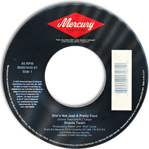  Shania Twain -- She's Not Just A Pretty Face/ I'm Gonna Getcha Good (Live), 2003 (M) 45 rpm record, $8.00 - Click for bigger image and more info 