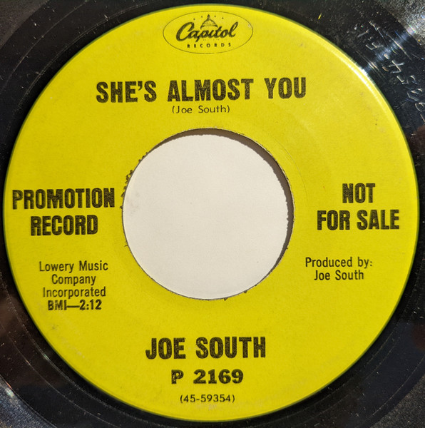  Joe South -- She's Almost You/ How Can I Unlove You, 1968 (M-) 45 rpm record, $10.00 - Click for bigger image and more info 