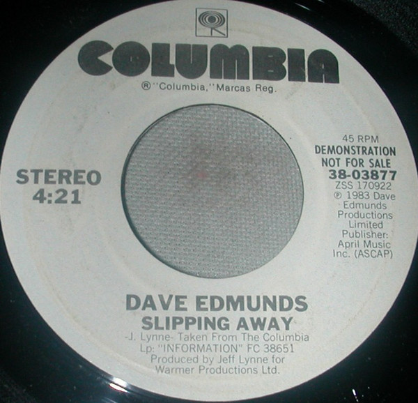  Dave Edmunds -- Slipping Away, 1983 (M) 45 rpm record with factory sleeve, $7.00 - Click for bigger image and more info 