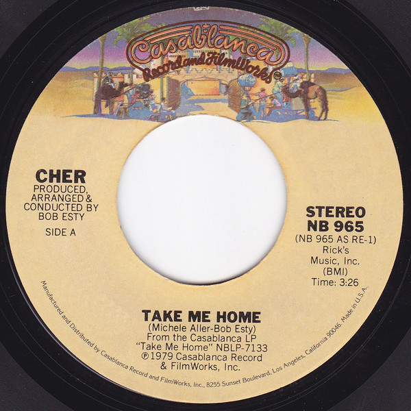  Cher -- Take Me Home/ My Song (Too Far Gone), 1979 (M-) 45 rpm record with factory sleeve, $6.00 - Click for bigger image and more info 
