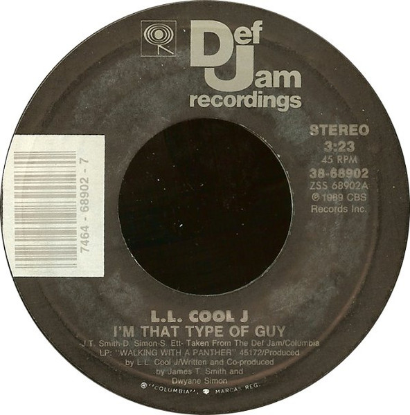  L.L. Cool J -- I'm That Type Of Guy/ It Gets No Rougher, 1989 (M-) 45 rpm record with factory sleeve, $14.00 - Click for bigger image and more info 