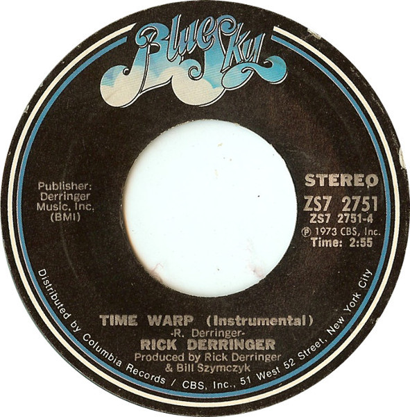  Rick Derringer -- Rock and Roll, Hoochie Koo/ Time Warp, 1974 (M) 45 rpm record, $8.00 - Click for bigger image and more info 