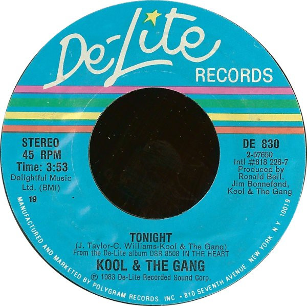  Kool & the Gang -- Tonight/ Home Is Where The Heart Is, 1984 (M ) 45 rpm record, $7.00 - Click for bigger image and more info 