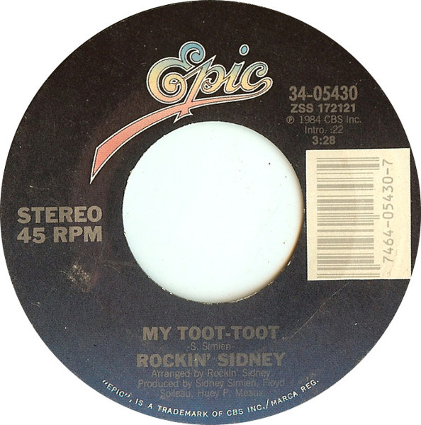  Rockin' Sidney -- My Toot Toot/ Jalapena Lena, 1985 (M) 45 rpm record with factory sleeve, $7.00 - Click for bigger image and more info 