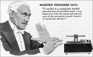 Toscanini Quote for RCA's New 45 Record