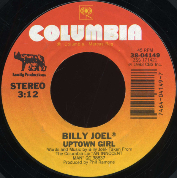  Billy Joel -- Uptown Girl/ Careless Talk, 1983 (M-) 45 rpm record with factory sleeve, $7.00 - Click for bigger image and more info 