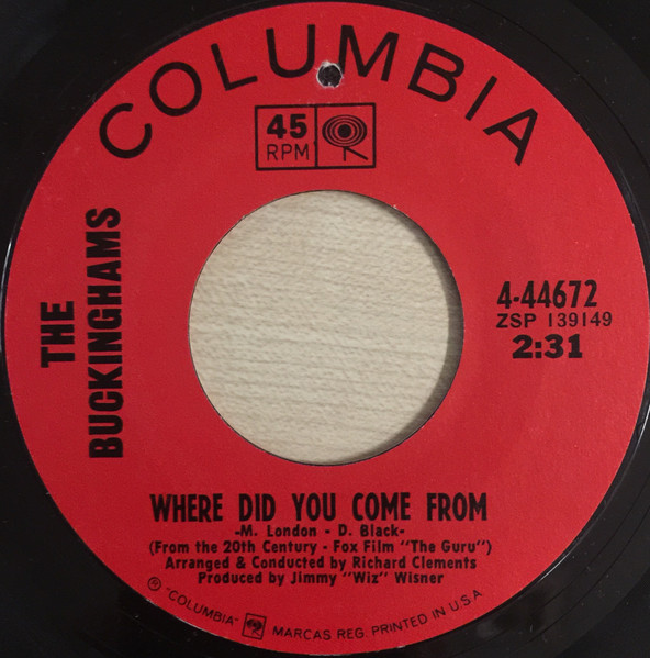  Where Did You Come From/ Song of the Breeze 45 Record 