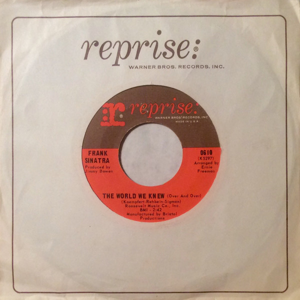  Frank Sinatra -- The World We Knew (Over And Over)/ You Are There, 1967 (M-) 45 rpm record with factory sleeve, $12.00 - Click for bigger image and more info 