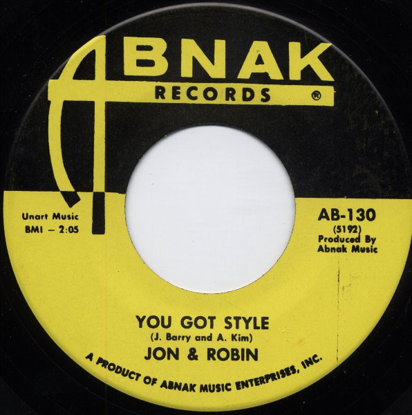  Jon & Robin and The In Crowd -- You Got Style/ Thursday Morning, 1968 (M-) 45 rpm record, $14.00 - Click for bigger image and more info 